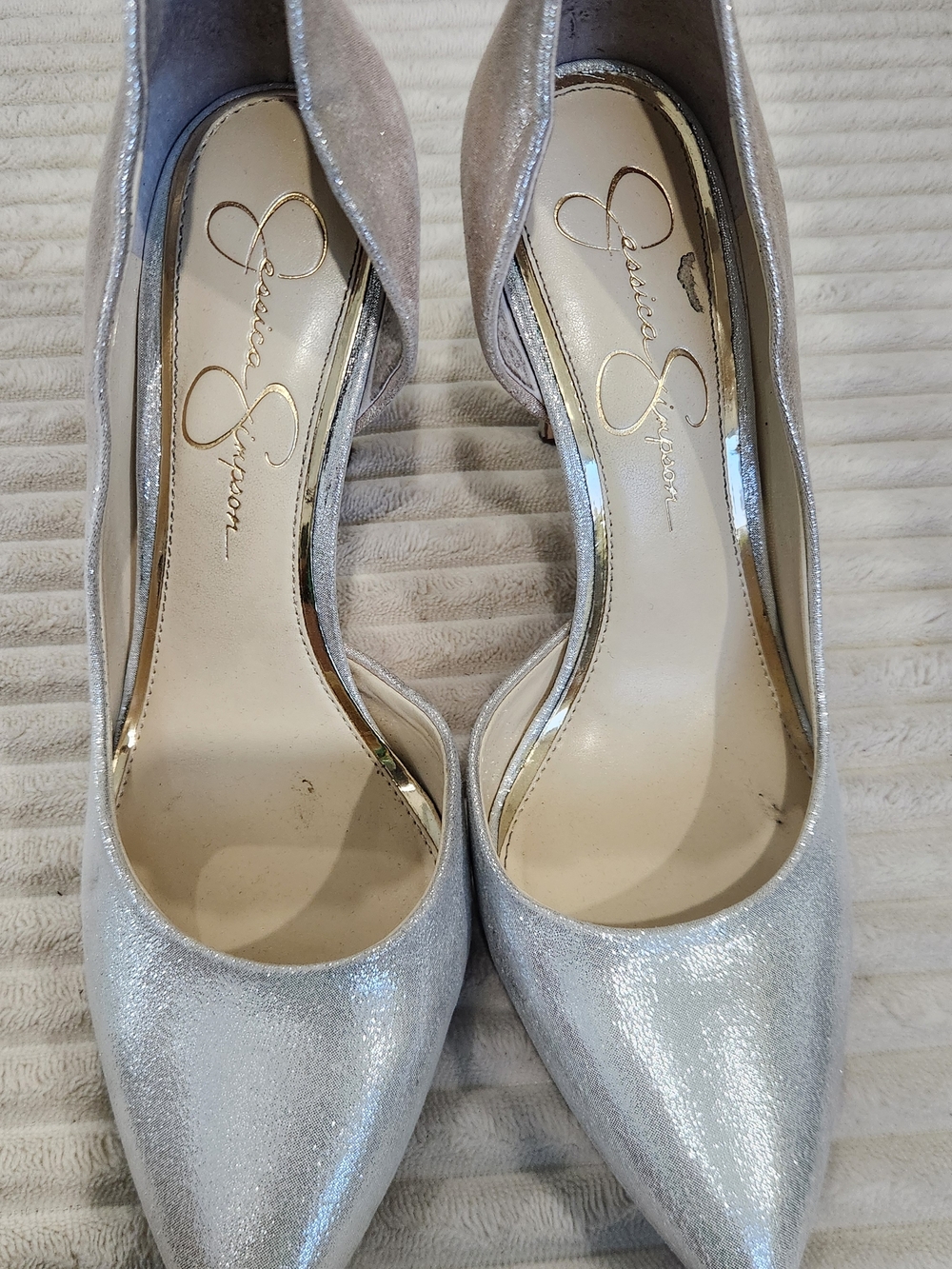 Jessica Simpson Silver Pointed Toe D'Orsay Pumps
